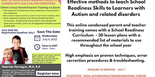 E-Course + SEN Curriculum - Teach School Readiness Skills to ASD Learners
