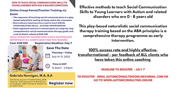 E-Course Teaching Social Communication Early Intervention to ASD Learners