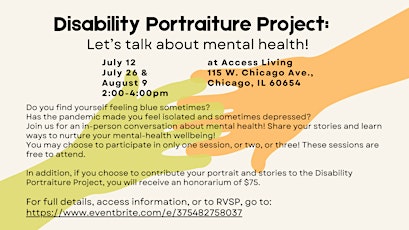 Disability Portraiture Project: Let’s talk about Mental Health! tickets