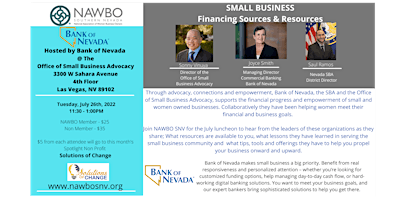 NAWBO Southern Nevada – July Lunch Meeting, Financing Sources & Resources