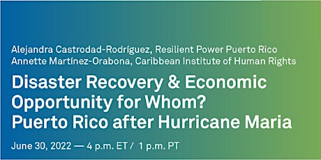 Disaster Recovery and Economic Opportunity for Whom? tickets