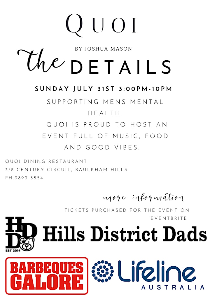 Hills District Dads mental awareness event at Quoi Dining image