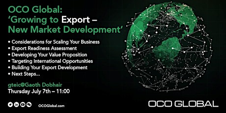 OCO Global  ‘Growing to Export - New Market Development’ tickets