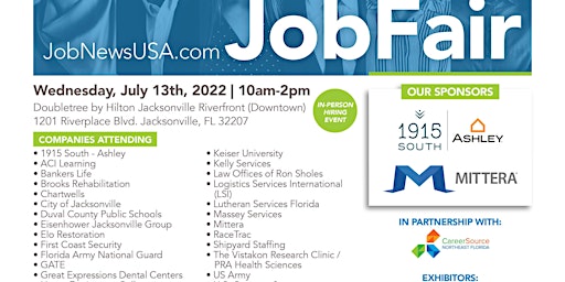 1,000+ JOBS From 30+ Companies at the July 13th Jacksonville Job Fair