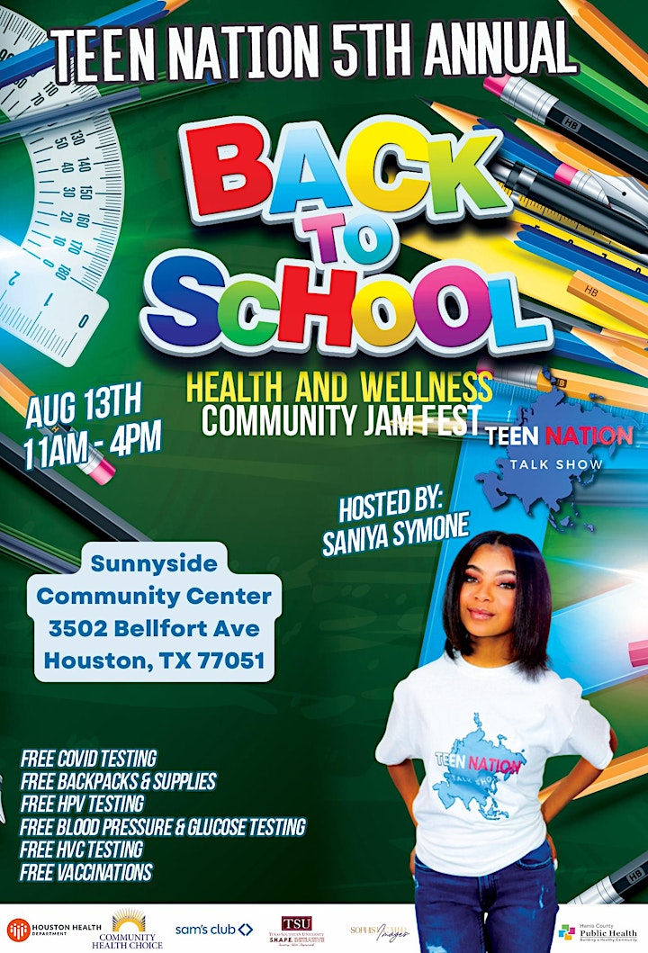 The 5th Annual Teen Nation Back To School-Health & Wellness JamFest image