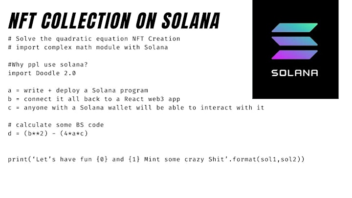 Web3.0 Tech Night | Theme:  Create NFT collection on Solana image