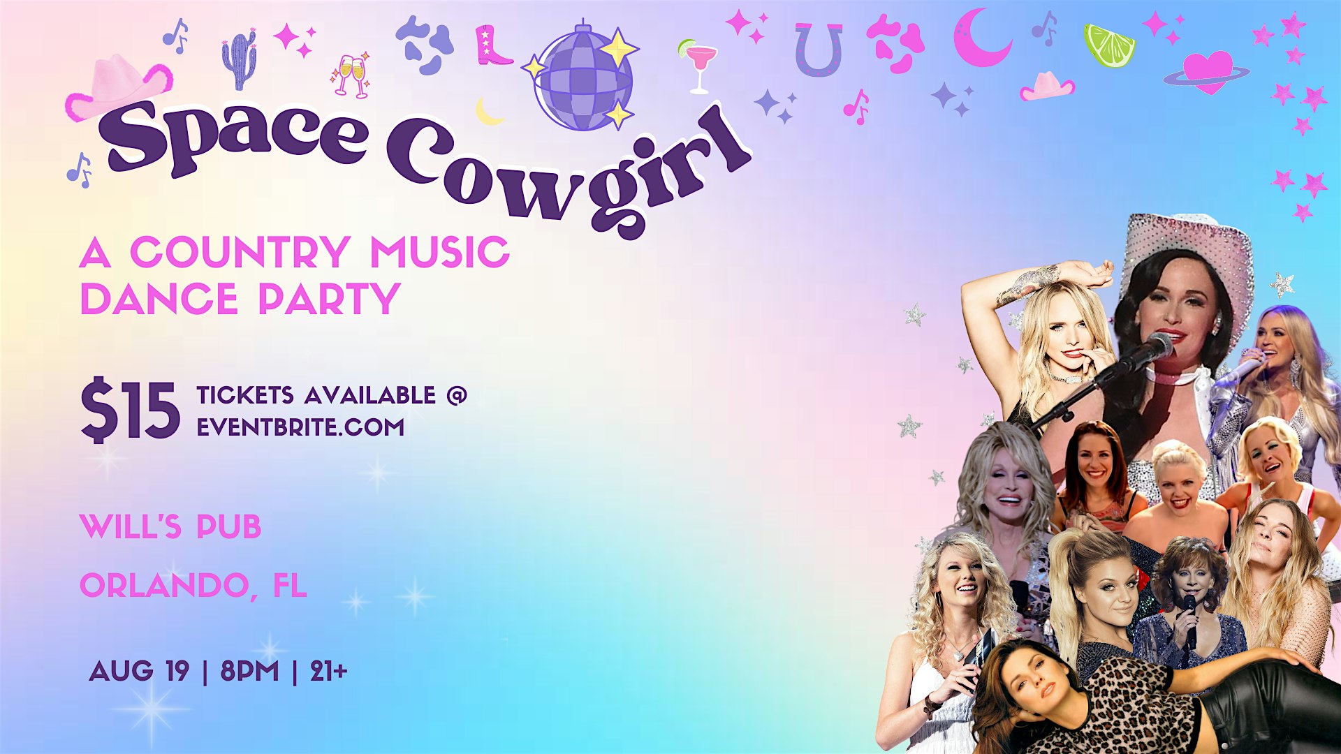 Space Cowgirl: A Country Music Dance Party in Orlando at Will's Pub (brought to you by Le Petite Fete)