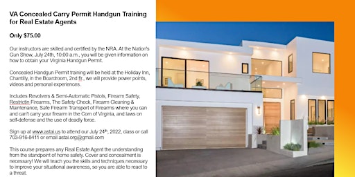 VA Concealed Carry Permit Handgun Training for Real Estate Agents