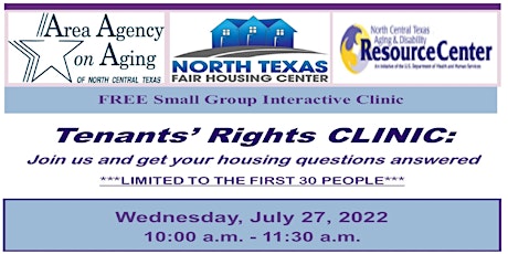 Tenant's Rights CLINIC -JULY (Interactive Small Group Clinic): Open Q & A tickets
