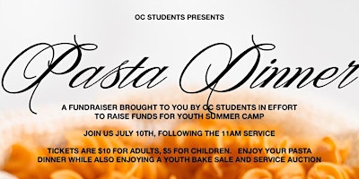 Pasta Dinner Youth Fundraiser