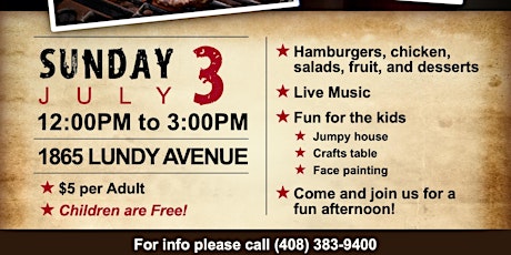 4th of July Community Barbecue ($5.00 at the Door) tickets