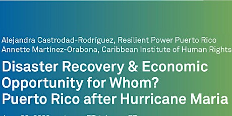 Disaster Recovery and Economic Opportunity for Whom? tickets