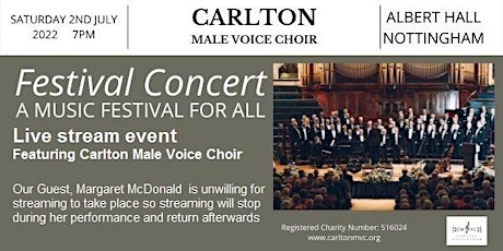 Live stream of Carlton Male Voice Choir Festival 2022, on 2/7/2022 tickets