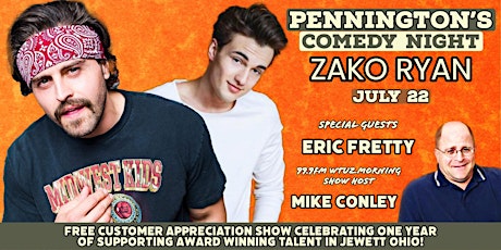 COMEDY NIGHT featuring ZAKO RYAN w/special guests ERIC FRETTY & MIKE CONLEY