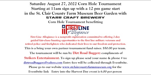 Corn Hole Tournament Fundraiser Benefitting Firstline Allegiance