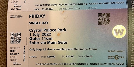 Wireless Crystal Palace 1st July tickets