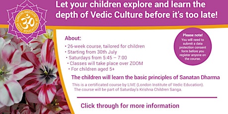 Let your children explore and learn the depth of Vedic Culture tickets