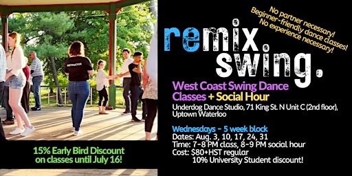 Beginner-friendly West Coast Swing dance classes -