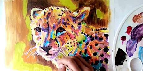 Colorful Cheetah-Africa inspired-acrylics painting workshop [LIVE in ZOOM] tickets