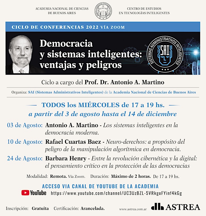 Imagen de Ciclo "Democracia y Sistemas Inteligentes: ventajas y peligros".