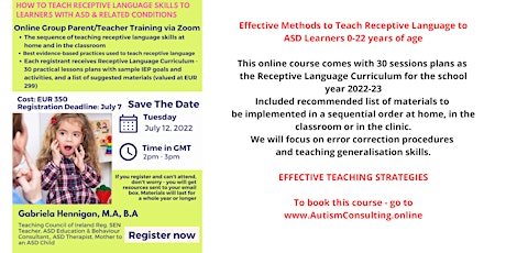 E-Course + SEN Curriculum: Teaching Receptive Language  to ASD Learners biglietti