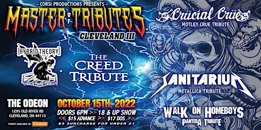 Master of Tributes Cleveland 3 - Saturday October 15th -  5 Rock Tributes