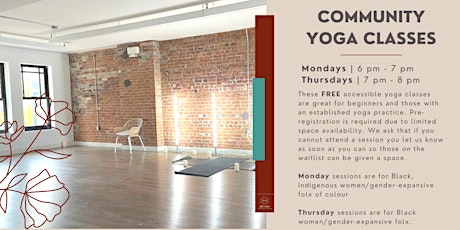 Summer Monday Community Yoga  (For Black, Indigenous, womxn of colour )