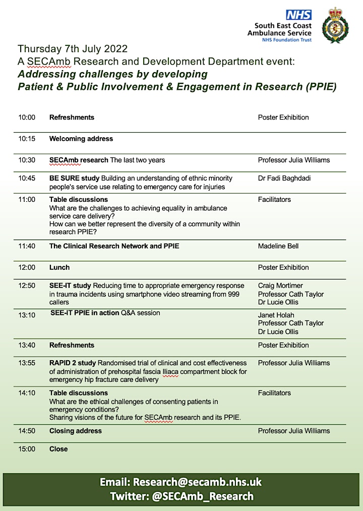 SECAmb Research: Patient and Public Involvement and Engagement Event 2022 image