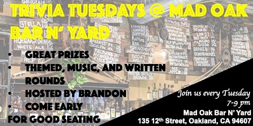 Trivia Tuesday at Mad Oak Bar N' Yard