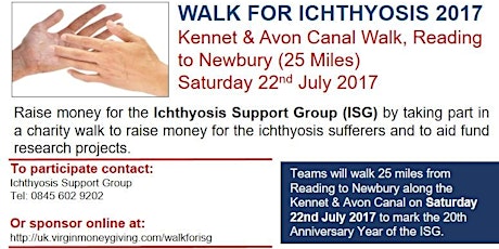 Walk for Ichthyosis 2017 Kennet & Avon Canal Walk, Reading to Newbury (25 Miles) primary image