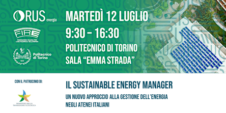Il Sustainable Energy Manager | Prenotazione studenti biglietti
