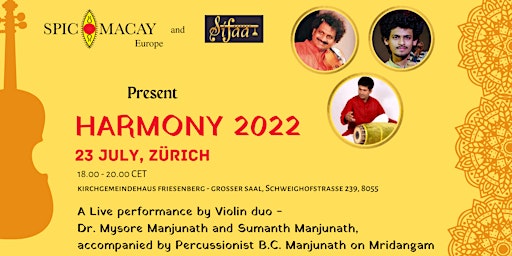 Harmony 2022 -  Dr. Mysore Manjunath Violin Concert - Zurich