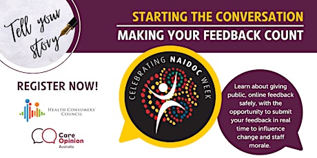 Starting the Conversation: Making your feedback count - NAIDOC Events bilhetes