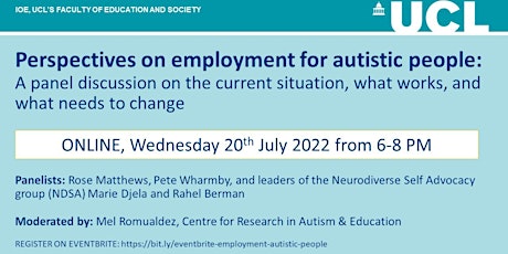 Online panel discussion: Perspectives on employment for autistic people tickets