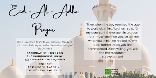 Eid al-Adha Prayer at ISOC UNSW Saturday, 9th July 2022