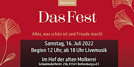 Hauptbild für TRÄUMEN & MACHEN @ DAS FEST • Rothenburg odT • Sa, 16.07.22