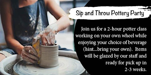 Pottery Wheel Session- Sip and Throw 2 hour pottery lesson