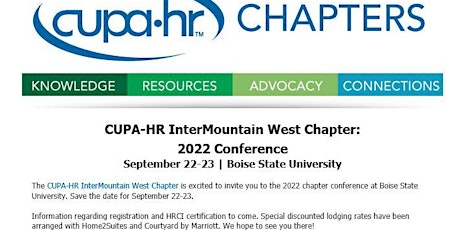CUPA-HR InterMountain West Chapter:  2022 Conference