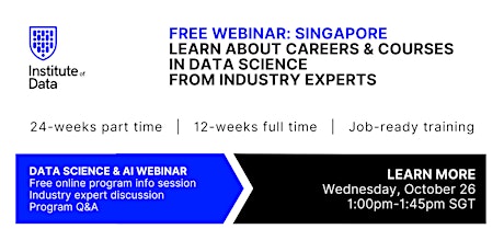 Webinar - Singapore Data Science Info Session: 1:00pm SGT - Oct 26