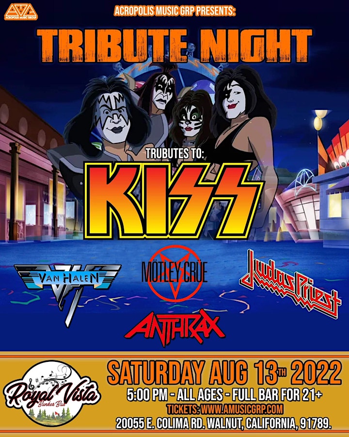 KISS, Van Halen, Motley Crue, Judas Priest, Anthrax tribute night image