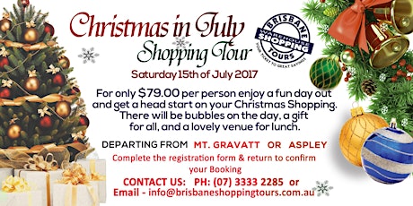 Christmas In July Shopping Tour - Departing Mt Gravatt or Aspley primary image