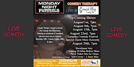 Monday Night Funnies @ Greenwich Village Comedy Club - August 29th