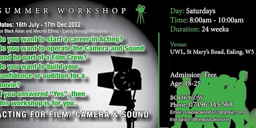 Acting for Film, Camera and Sound workshop