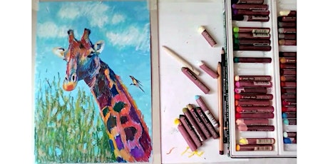 Imagen principal de Giraffe in OIL PASTELS - painting workshop [LIVE in ZOOM]