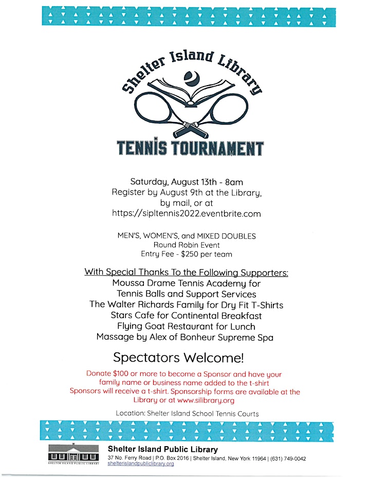 Shelter Island Library Tennis Tournament image