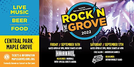 Rock'n the Grove 2022 (formerly known as Concert on the Lawn)