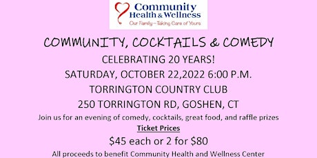 Celebrating our 20th Anniversary, Community Cocktails & Comedy