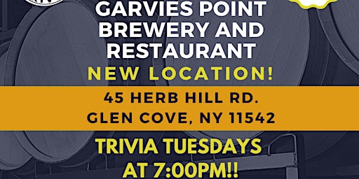 Primaire afbeelding van FREE Tuesday Trivia Show! At Garvies Point Brewery & Restaurant