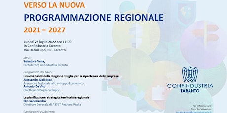 Verso la nuova programmazione regionale 2021 - 2027 primary image