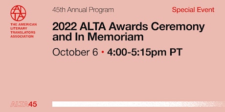 2022 ALTA Awards Ceremony (free and open to the public)
